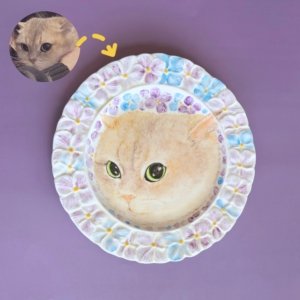 Hand-painted Ceramic Plate with Custom Photos and Hydrangea Patterns