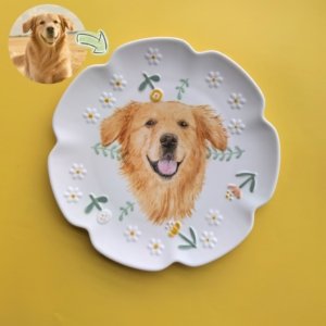 Ceramic Plate with Embossed Floral Patterns