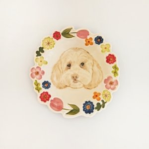 Hand-painted Ceramic Plate with Mist gray Wreath plate