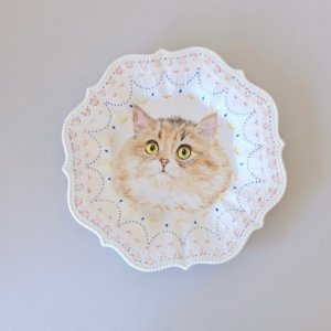 Hand-painted Ceramic Plate with Lace Trim