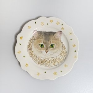 Hand-painted Ceramic Plate with Cream flat plate