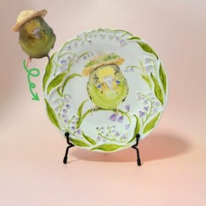 Hand-painted Ceramic Plate with Lily of the Valley plate